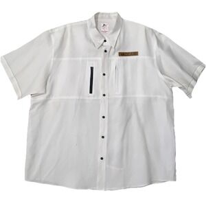 Vaccari Button Up Shirt Short Sleeve Men's XXL Outdoor Fishing Vent Leather Logo
